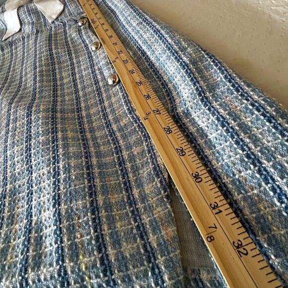 90s Clueless Preppy Style Blue Plaid Tweed Lady Dress Coquette Academia MEDIUM - Picture 9 of 10